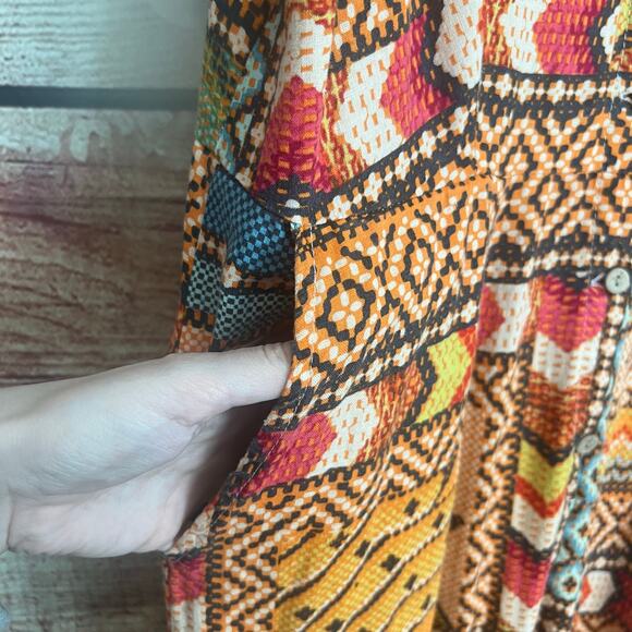 Haute Hippie Tribal Aztec Wide Leg Linen Blend Jumpsuit Medium Boho Sleeveless - Picture 6 of 8